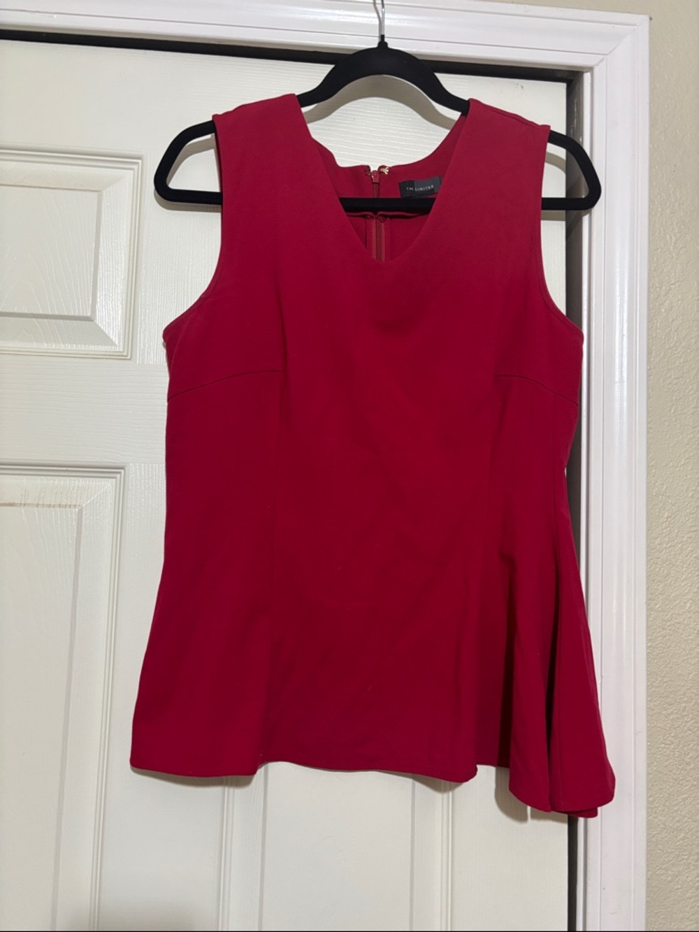 The Limited Red Sleeveless Peplum Tank